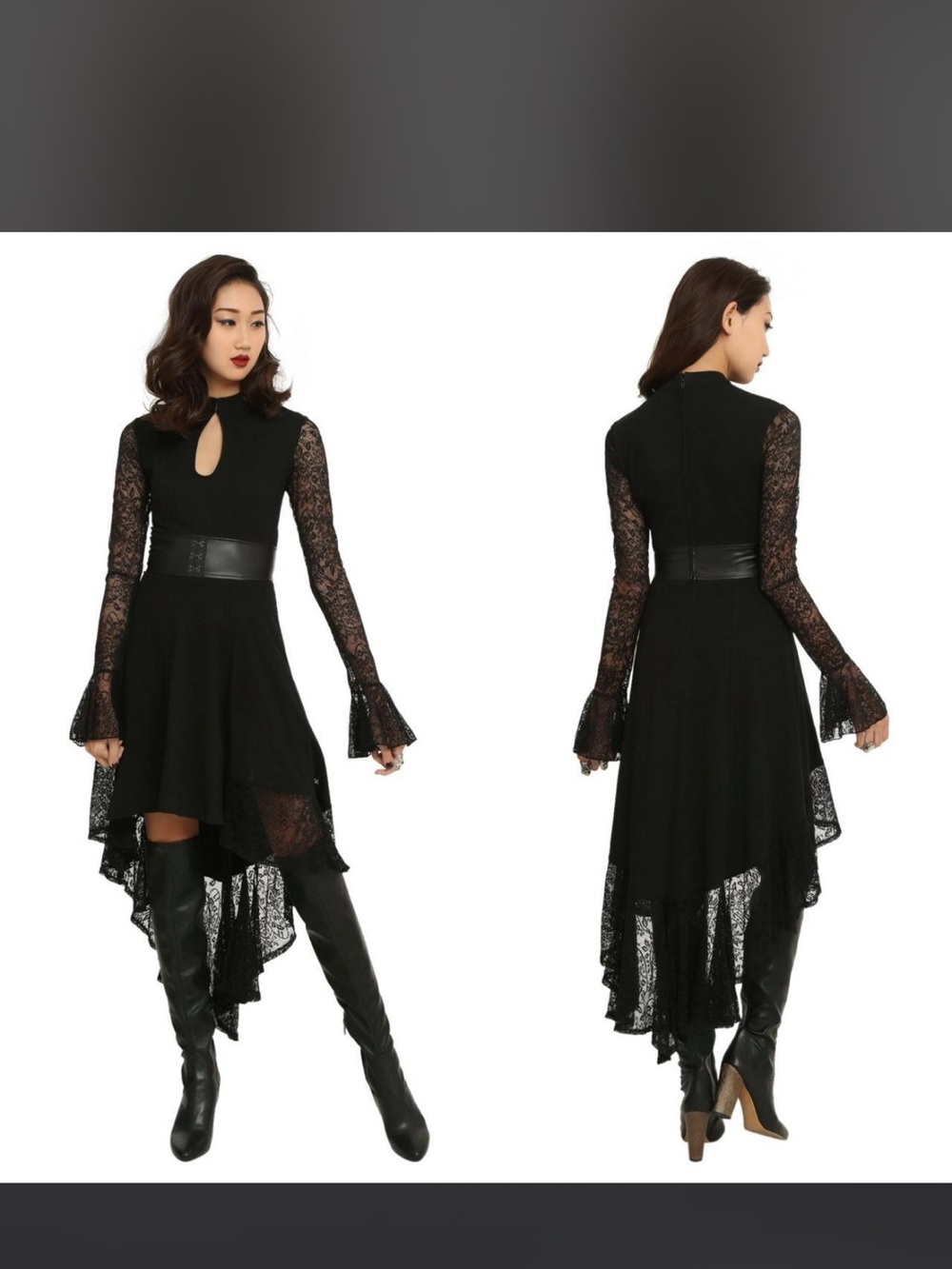 Royal bones black lace hi lo corset dress Medium